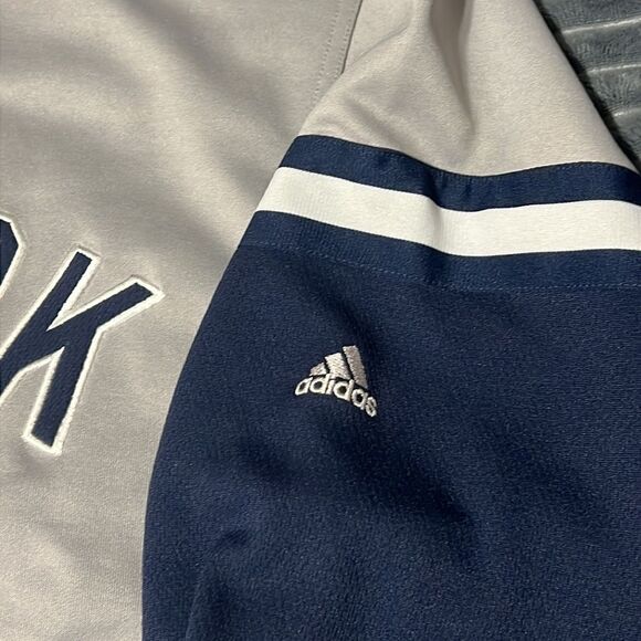 🔥⚾️ Vintage NY YANKEES ADIDAS Embroidered Snap Varsity Polyester Jacket - Sz L - Picture 3 of 16